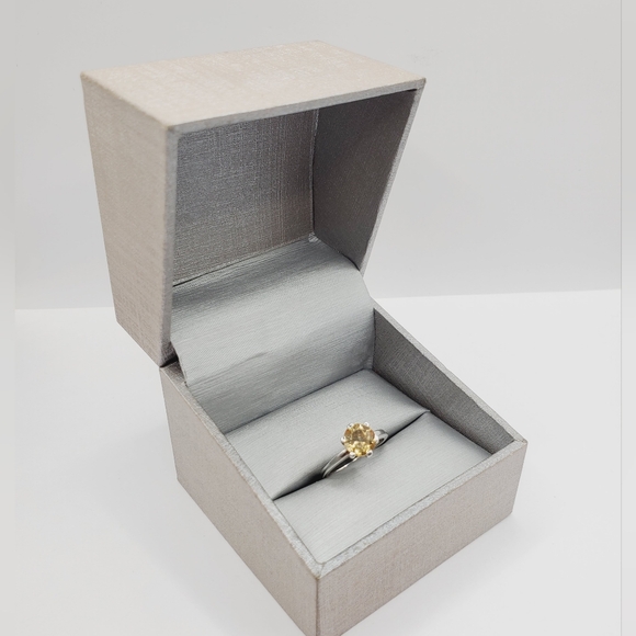 Genuine Round 1.25 Carat Citrine 925 Sterling Silver Solitaire Engagement Ring - Picture 7 of 7
